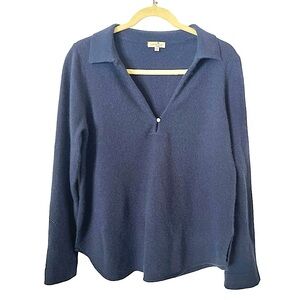 Cortland Park Navy‎ Blue Cashmere Pullover Collared Sweater XS